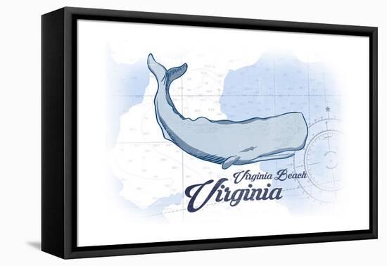 Virginia Beach, Virginia - Whale - Blue - Coastal Icon-Lantern Press-Framed Stretched Canvas