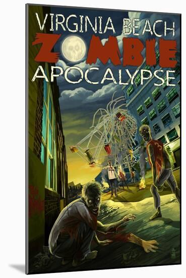 Virginia Beach, Virginia - Zombie Apocalypse-Lantern Press-Mounted Art Print