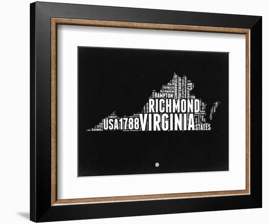 Virginia Black and White Map-NaxArt-Framed Art Print