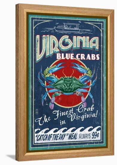 Virginia Blue Crabs-Lantern Press-Framed Stretched Canvas