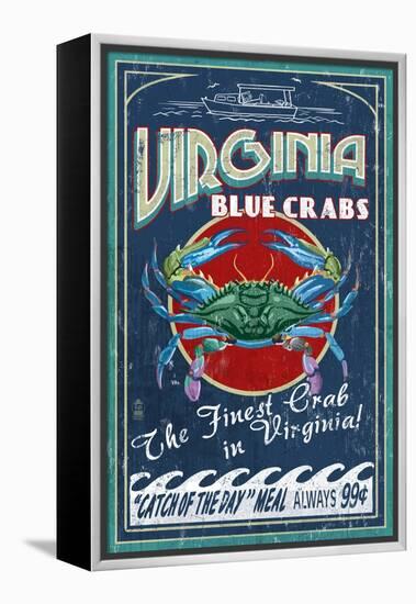 Virginia Blue Crabs-Lantern Press-Framed Stretched Canvas