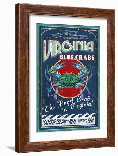 Virginia Blue Crabs-Lantern Press-Framed Art Print