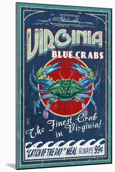 Virginia Blue Crabs-Lantern Press-Mounted Art Print