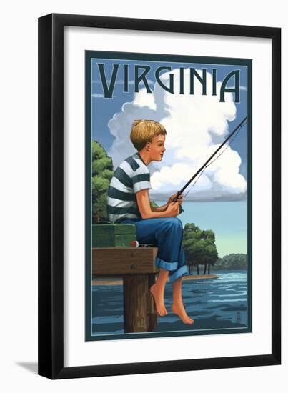 Virginia - Boy Fishing-Lantern Press-Framed Art Print