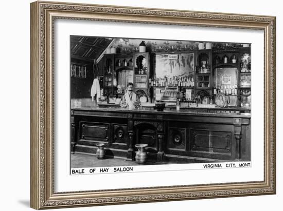 Virginia City, Montana - Interior View of Bale of Hay Saloon-Lantern Press-Framed Art Print