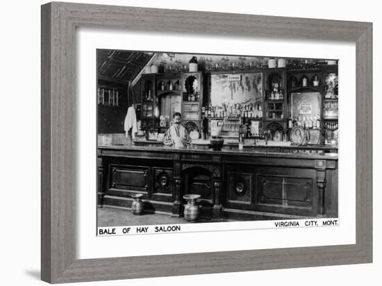 Virginia City, Montana - Interior View of Bale of Hay Saloon-Lantern Press-Framed Art Print