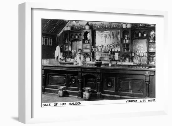 Virginia City, Montana - Interior View of Bale of Hay Saloon-Lantern Press-Framed Art Print