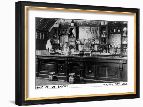 Virginia City, Montana - Interior View of Bale of Hay Saloon-Lantern Press-Framed Art Print