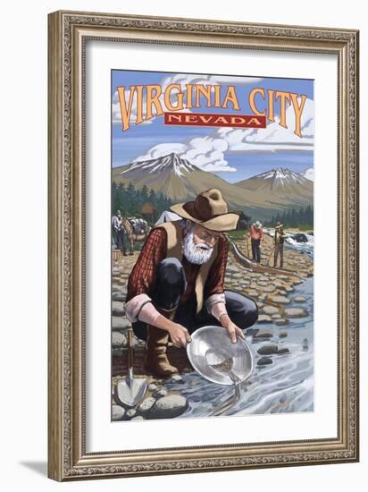 Virginia City, Nevada - Gold Panner-Lantern Press-Framed Art Print