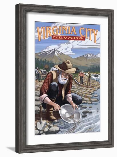 Virginia City, Nevada - Gold Panner-Lantern Press-Framed Art Print