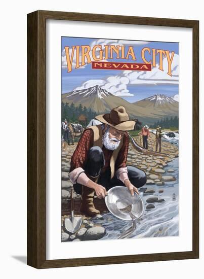 Virginia City, Nevada - Gold Panner-Lantern Press-Framed Art Print