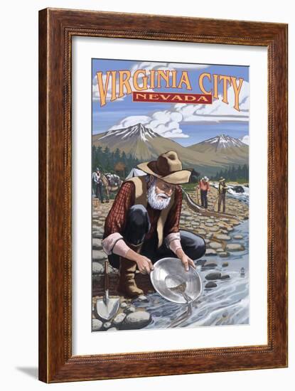 Virginia City, Nevada - Gold Panner-Lantern Press-Framed Art Print