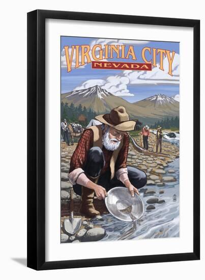 Virginia City, Nevada - Gold Panner-Lantern Press-Framed Art Print