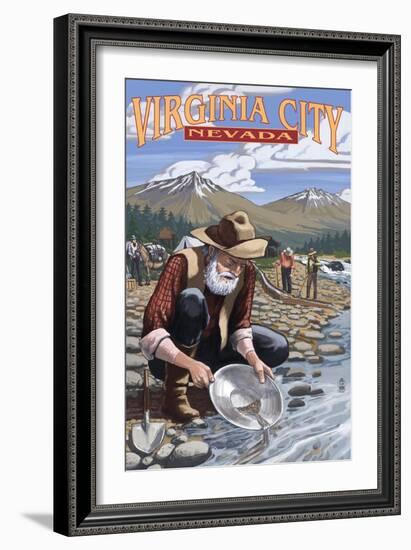 Virginia City, Nevada - Gold Panner-Lantern Press-Framed Art Print