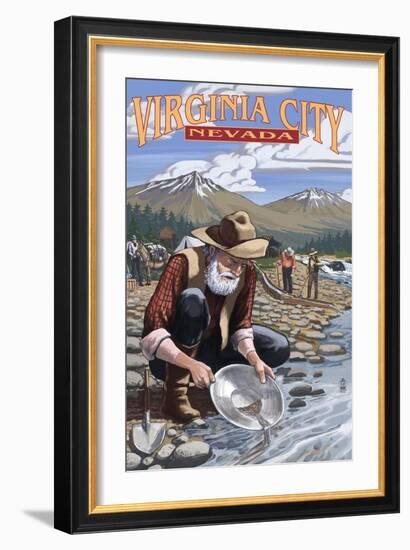 Virginia City, Nevada - Gold Panner-Lantern Press-Framed Art Print