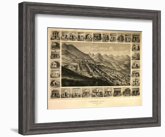 Virginia City, Nevada - Panoramic Map-Lantern Press-Framed Art Print