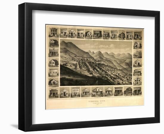 Virginia City, Nevada - Panoramic Map-Lantern Press-Framed Art Print