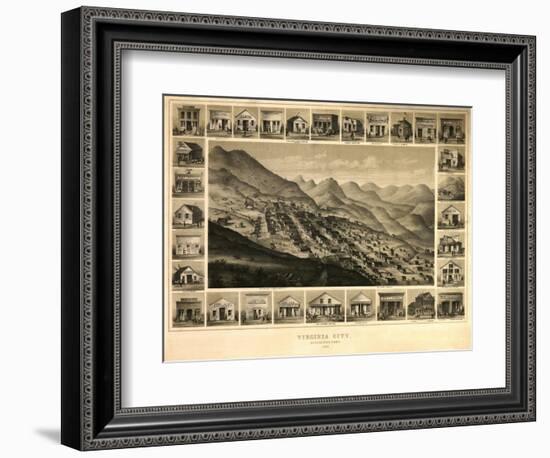 Virginia City, Nevada - Panoramic Map-Lantern Press-Framed Art Print