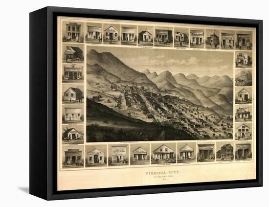 Virginia City, Nevada - Panoramic Map-Lantern Press-Framed Stretched Canvas