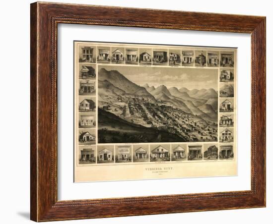 Virginia City, Nevada - Panoramic Map-Lantern Press-Framed Art Print