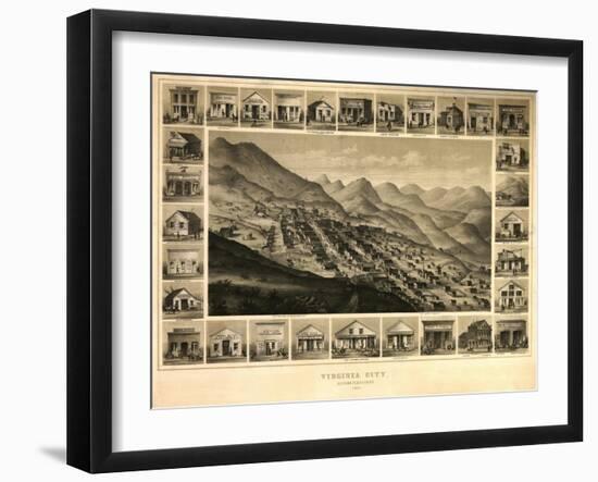 Virginia City, Nevada - Panoramic Map-Lantern Press-Framed Art Print