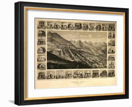 Virginia City, Nevada - Panoramic Map-Lantern Press-Framed Art Print
