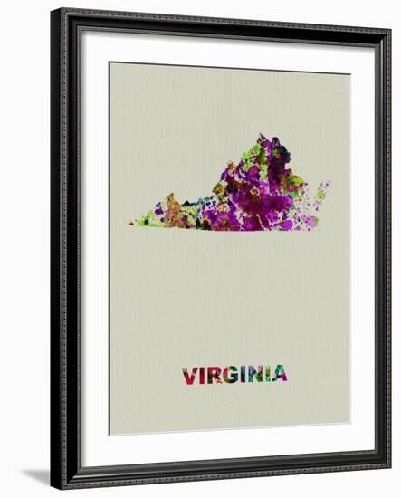 Virginia Color Splatter Map-NaxArt-Framed Art Print