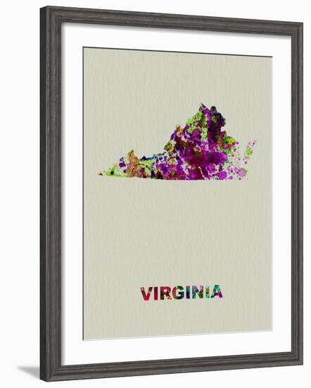 Virginia Color Splatter Map-NaxArt-Framed Art Print