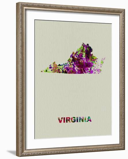 Virginia Color Splatter Map-NaxArt-Framed Art Print