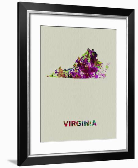 Virginia Color Splatter Map-NaxArt-Framed Art Print