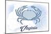 Virginia - Crab - Blue - Coastal Icon-Lantern Press-Mounted Art Print