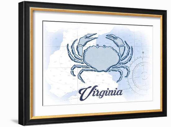 Virginia - Crab - Blue - Coastal Icon-Lantern Press-Framed Art Print