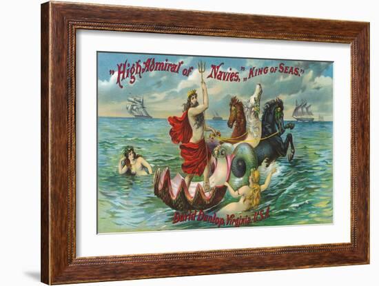 Virginia, High Admiral of Navies, King of Seas Brand Tobacco Label-Lantern Press-Framed Art Print