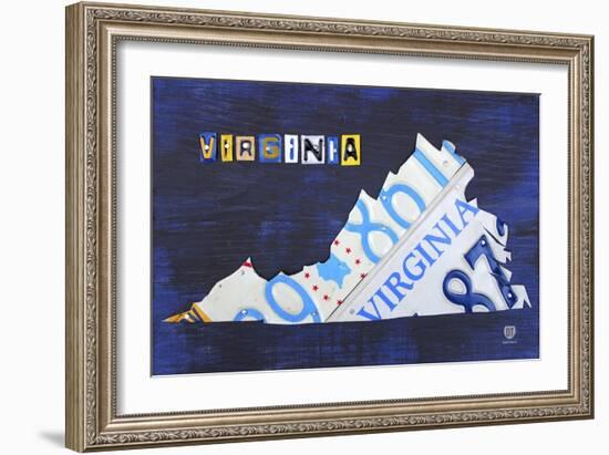 Virginia License Plate Map-Design Turnpike-Framed Giclee Print