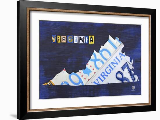 Virginia License Plate Map-Design Turnpike-Framed Giclee Print