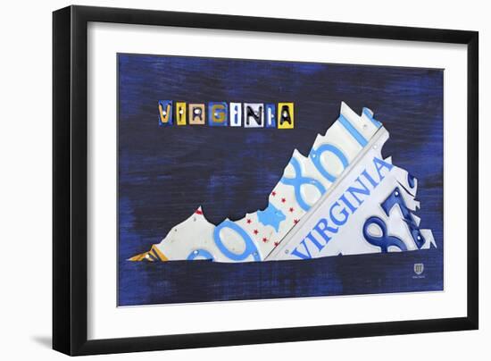 Virginia License Plate Map-Design Turnpike-Framed Giclee Print