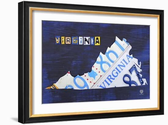 Virginia License Plate Map-Design Turnpike-Framed Giclee Print