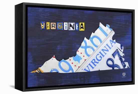 Virginia License Plate Map-Design Turnpike-Framed Premier Image Canvas