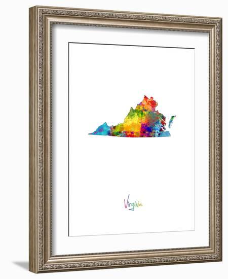 Virginia Map-Michael Tompsett-Framed Art Print