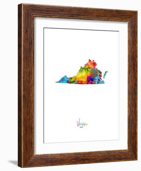 Virginia Map-Michael Tompsett-Framed Premium Giclee Print