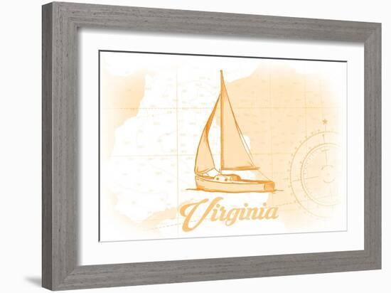 Virginia - Sailboat - Yellow - Coastal Icon-Lantern Press-Framed Art Print