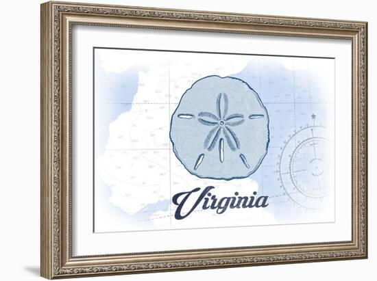 Virginia - Sand Dollar - Blue - Coastal Icon-Lantern Press-Framed Art Print