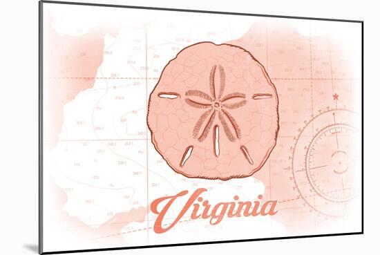 Virginia - Sand Dollar - Coral - Coastal Icon-Lantern Press-Mounted Art Print