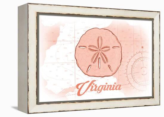 Virginia - Sand Dollar - Coral - Coastal Icon-Lantern Press-Framed Stretched Canvas