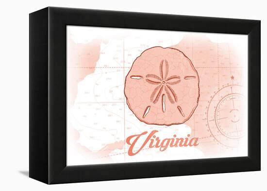 Virginia - Sand Dollar - Coral - Coastal Icon-Lantern Press-Framed Stretched Canvas