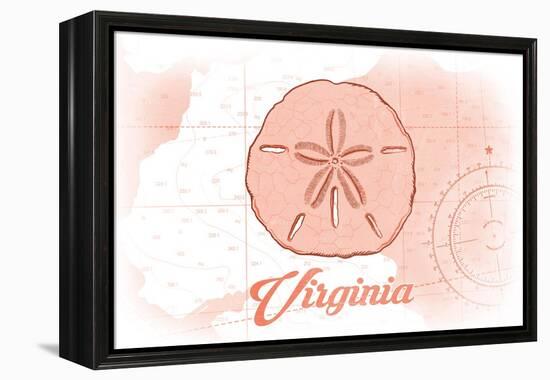 Virginia - Sand Dollar - Coral - Coastal Icon-Lantern Press-Framed Stretched Canvas