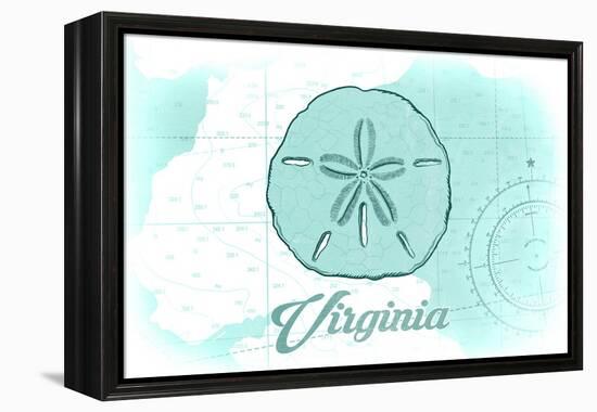 Virginia - Sand Dollar - Teal - Coastal Icon-Lantern Press-Framed Stretched Canvas