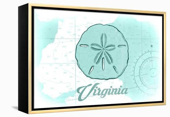 Virginia - Sand Dollar - Teal - Coastal Icon-Lantern Press-Framed Stretched Canvas