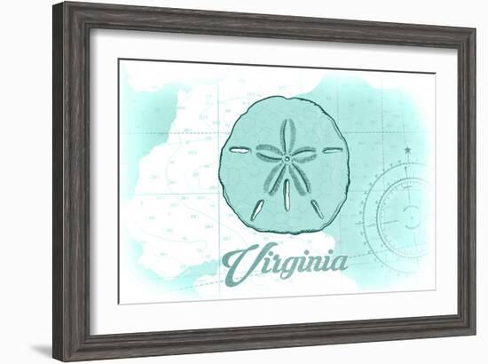 Virginia - Sand Dollar - Teal - Coastal Icon-Lantern Press-Framed Art Print