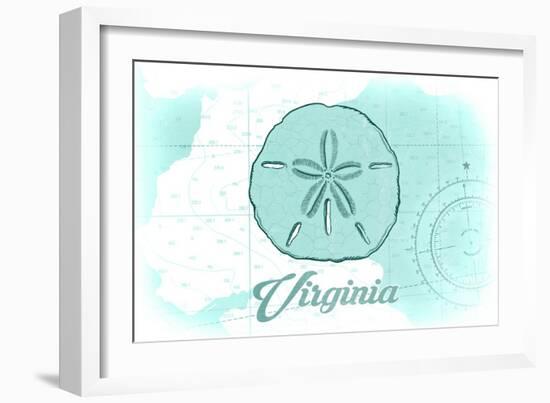 Virginia - Sand Dollar - Teal - Coastal Icon-Lantern Press-Framed Art Print